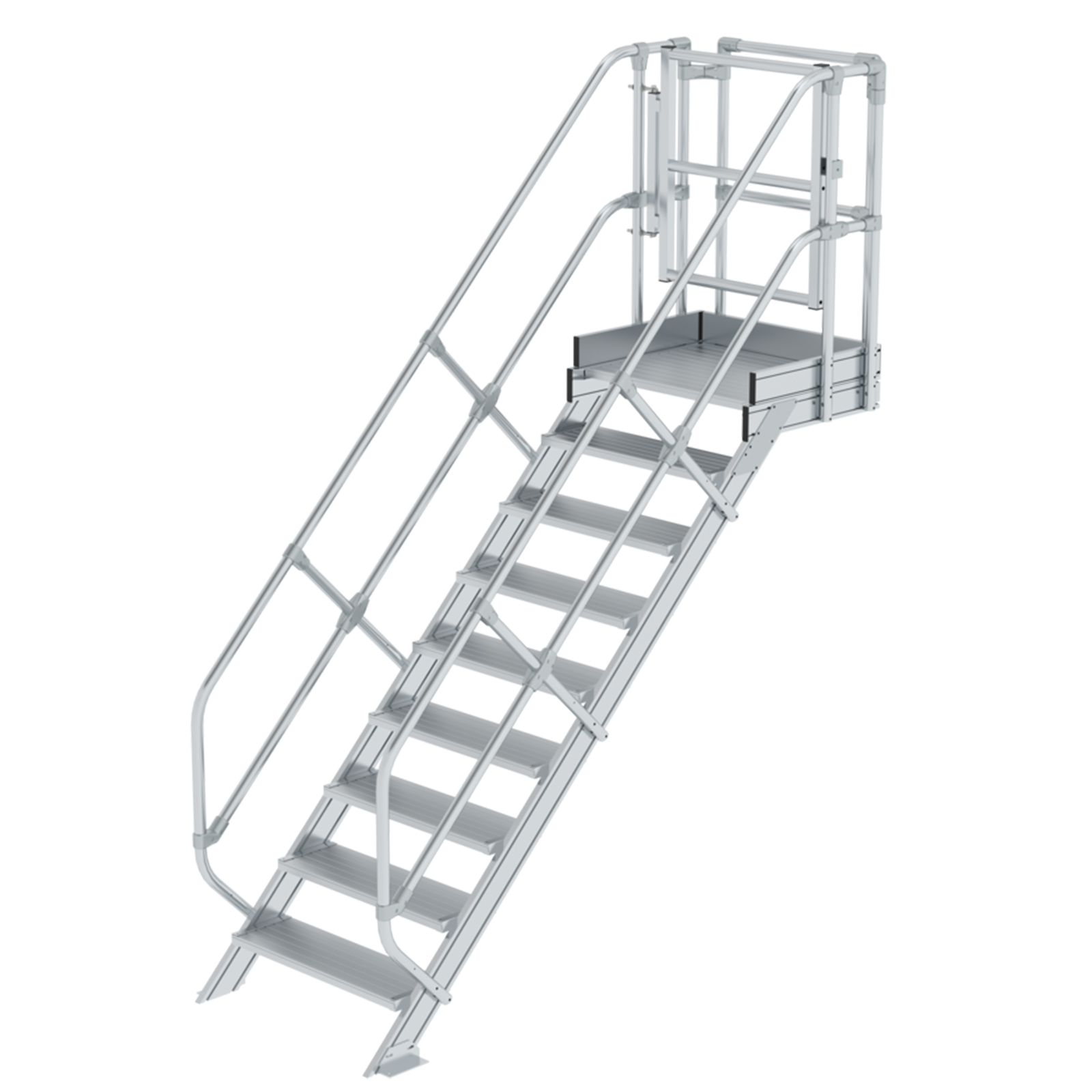MUNK Treppen-Modul 1870mm Plattformoberkante Aluminium geriffelt 9 Stufen