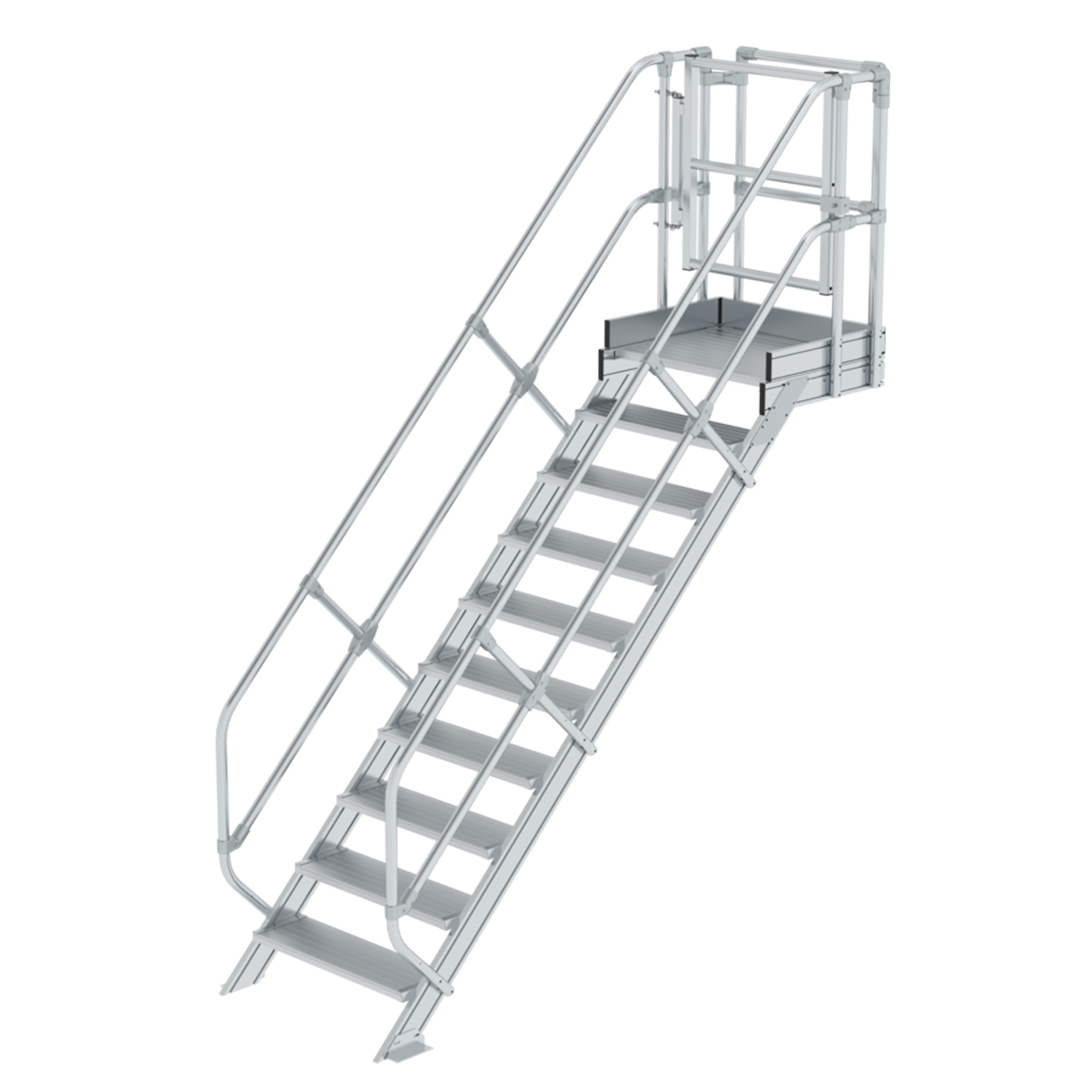 MUNK Treppen-Modul 2080mm Plattformoberkante Aluminium geriffelt 10 Stufen