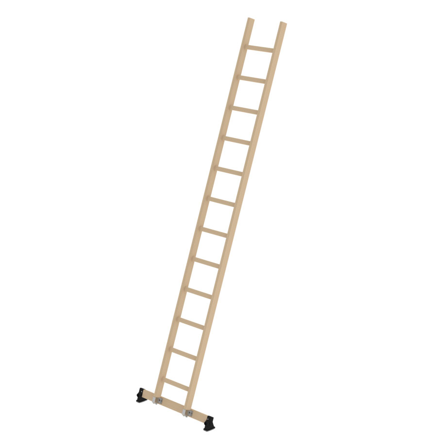 MUNK Holz-Anlegeleiter mit nivello-Traverse 12 Sprossen