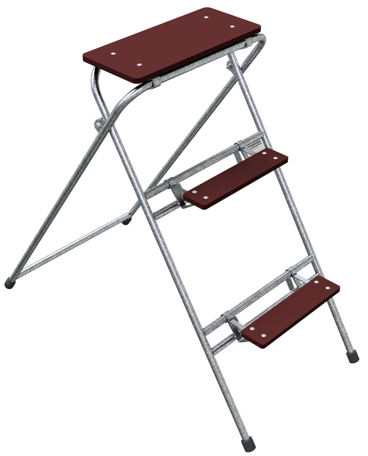 Schake Arbeitstritt mit 3 Stufen, braun lackiert 1,0x1,2m