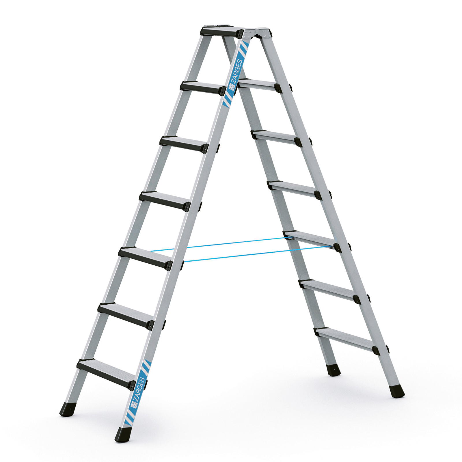 Zarges Comfortstep B Stehleiter mit gepolsterter Stufen-Vorderkante 2x7 Stufen