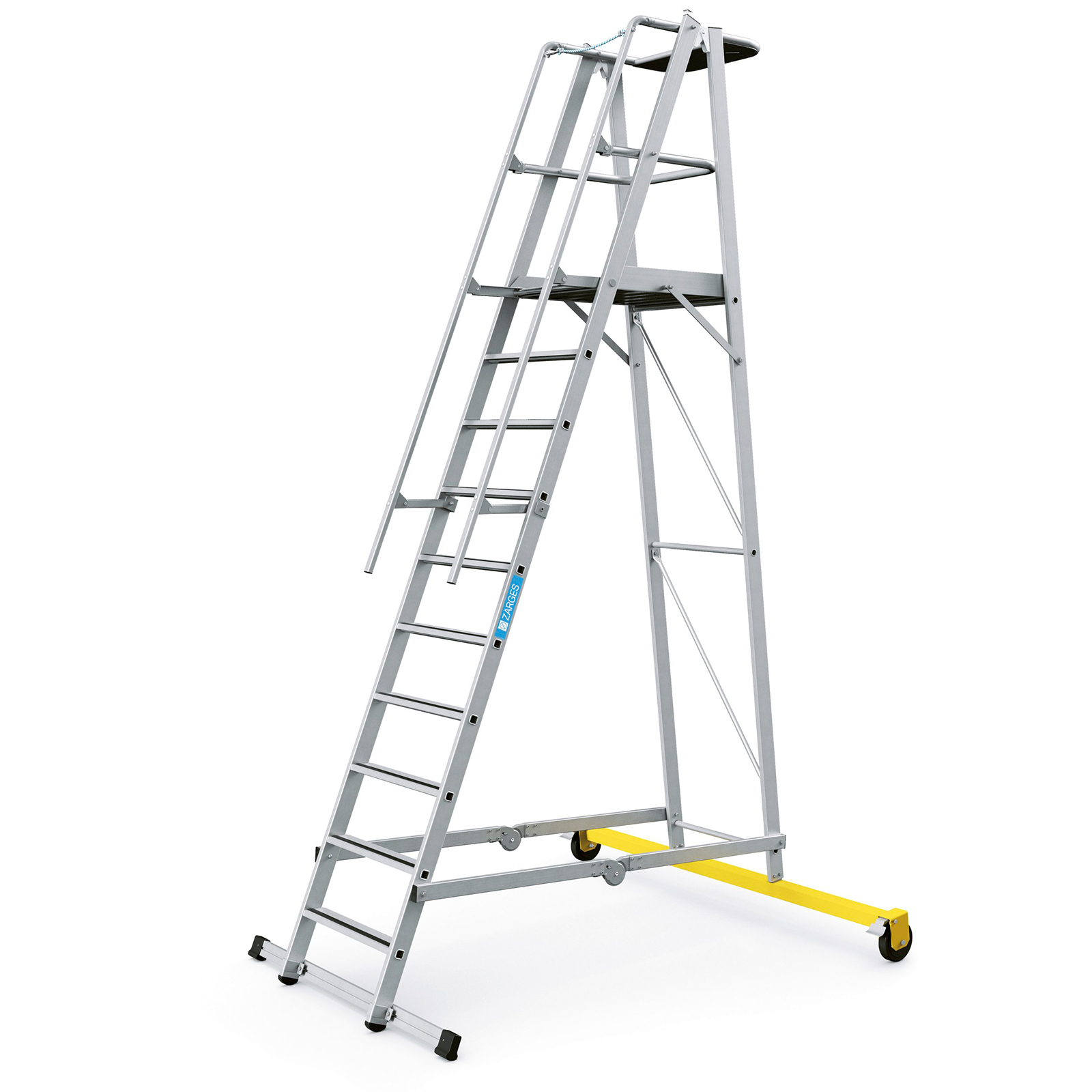 Zarges fahrbare Podestleiter ZAP Safemaster Plus S klappbar 10 Stufen