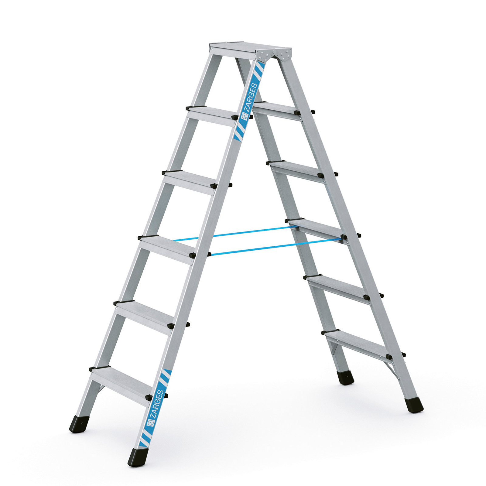 Zarges genietete Stehleiter eloxiert XLstep B 2x6 Stufen