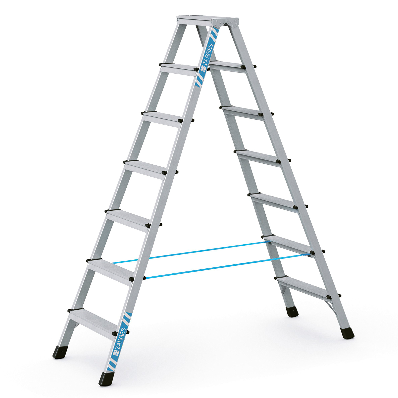 Zarges genietete Stehleiter eloxiert XLstep B 2x7 Stufen