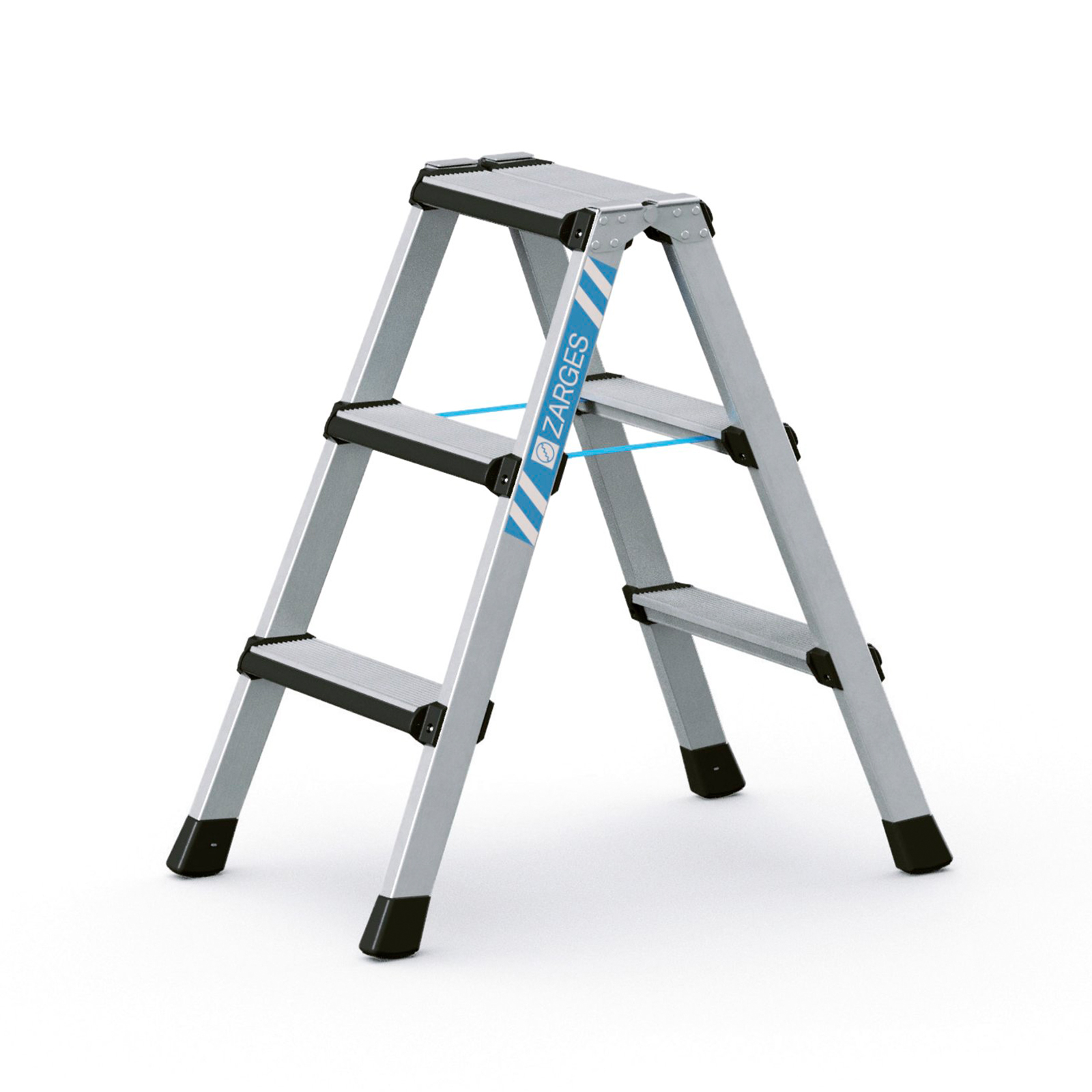 Zarges Comfortstep B Stehleiter mit gepolsterter Stufen-Vorderkante 2x3 Stufen