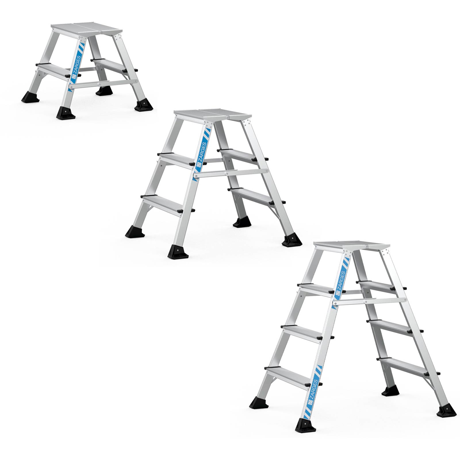 Zarges Trittleiter Arbeitspodest XLstep P beidseitig begehbar