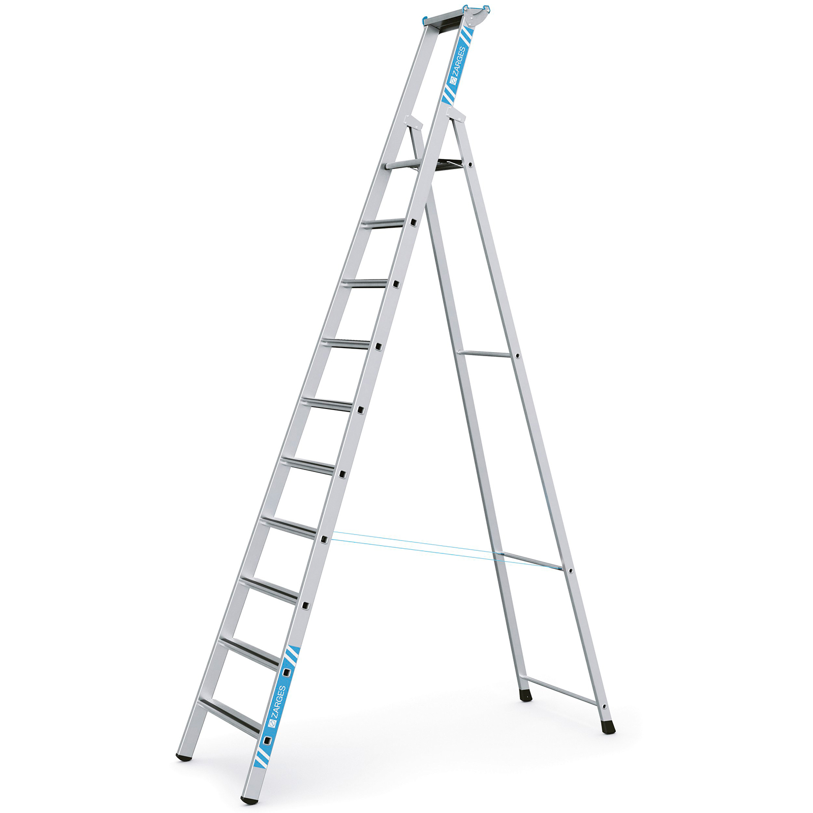 Zarges gebördelte Stehleiter Saferstep S eloxiert 10 Stufen