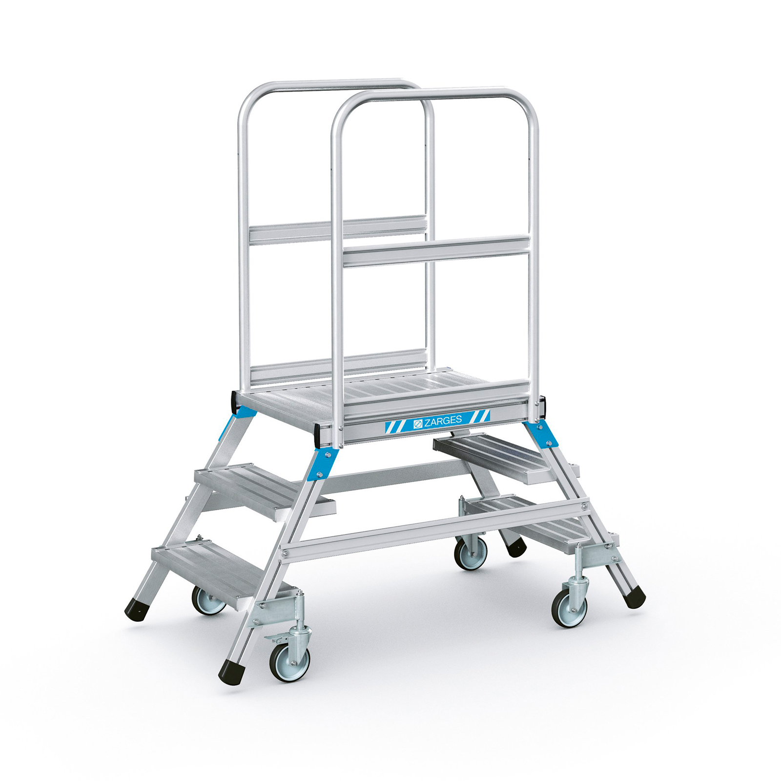 Zarges Podestleiter fahrbar mit 2x3 Leichtmetall-Stufen