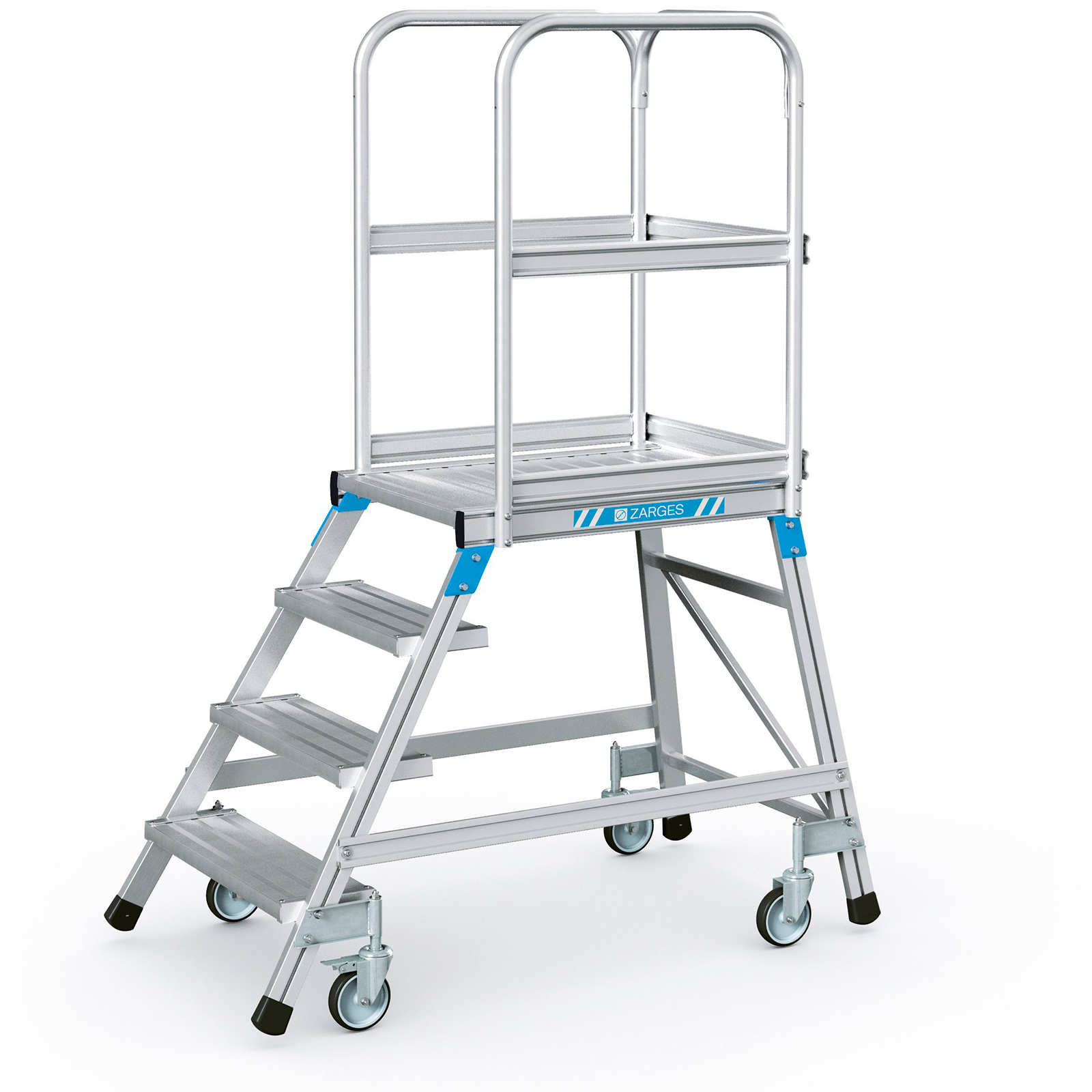Zarges Podestleiter fahrbar mit 4 Leichtmetall-Stufen