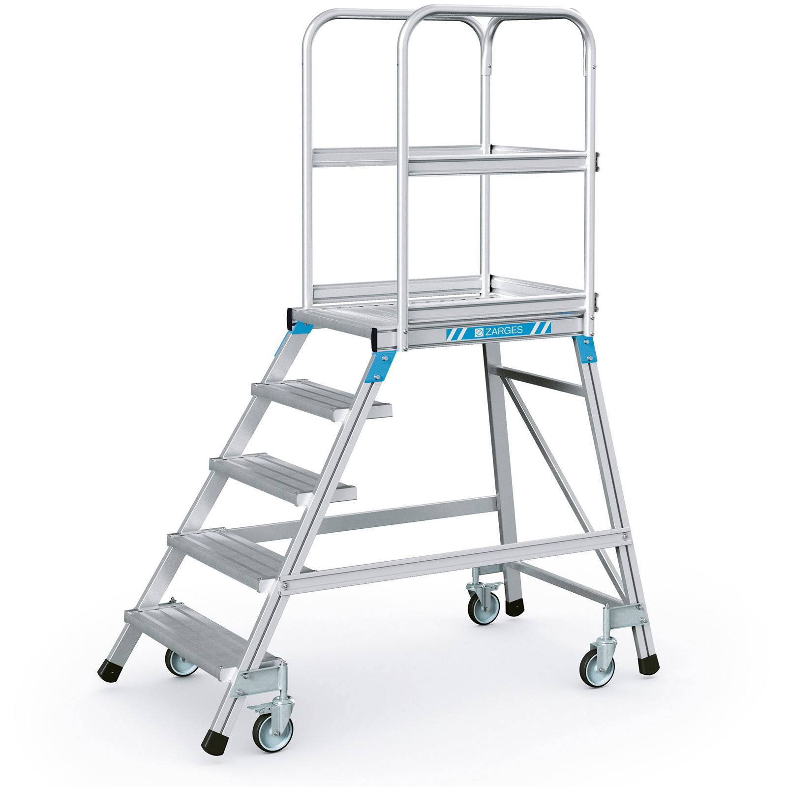 Zarges Podestleiter fahrbar mit 5 Leichtmetall-Stufen