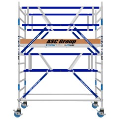 ASC Rollgerüst AGS Pro 250x75cm mit Holz-Plattformen und doppelseitigem Geländer 4,3m Arbeitshöhe