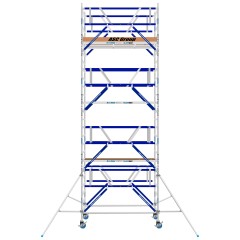 ASC Rollgerüst AGS Pro 250x75cm mit Holz-Plattformen und doppelseitigem Geländer 8,3m Arbeitshöhe