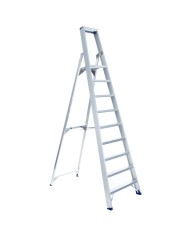 ASC Eurostairs Stufenstehleiter einseitig eloxiert mit Plattform 9 Stufen