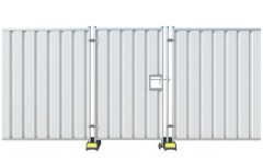 Bauzauntür aus Trapezblech 1,15x2,00m mit Riegelschloß & Laufrad