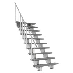 Dolle Außentreppe Gardenstep 120cm breit 10 Stufen Trimax grau 185-225cm Steigungshöhe mit Geländer