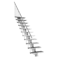 Dolle Außentreppe Gardenstep 80cm breit 11 Stufen Gitterrost 203,5-247,5cm Steigungshöhe mit Geländer