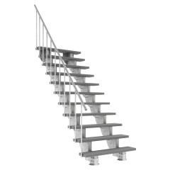 Dolle Außentreppe Gardenstep 120cm breit 11 Stufen Trimax grau 203,5-247,5cm Steigungshöhe mit Geländer