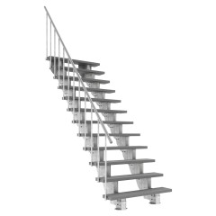 Dolle Außentreppe Gardenstep 120cm breit 12 Stufen Trimax grau 222-270cm Steigungshöhe mit Geländer