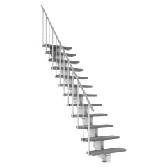 Dolle Außentreppe Gardenstep 80cm breit 12 Stufen Trimax grau 222-270cm Steigungshöhe mit Geländer