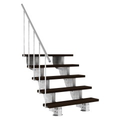Dolle Außentreppe Gardenstep 120cm breit 5 Stufen Trimax dunkelbraun 92,5-112,5cm Steigungshöhe mit Geländer