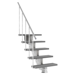 Dolle Außentreppe Gardenstep 80cm breit 5 Stufen Trimax grau 92,5-112,5cm Steigungshöhe mit Geländer