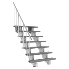 Dolle Außentreppe Gardenstep 120cm breit 7 Stufen Trimax grau 129,5-157,5cm Steigungshöhe mit Geländer