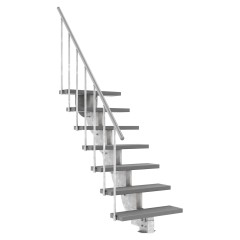 Dolle Außentreppe Gardenstep 80cm breit 7 Stufen Trimax grau 129,5-157,5cm Steigungshöhe mit Geländer