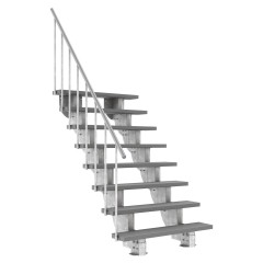 Dolle Außentreppe Gardenstep 120cm breit 8 Stufen Trimax grau 148-180cm Steigungshöhe mit Geländer