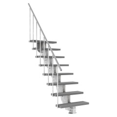 Dolle Außentreppe Gardenstep 80cm breit 8 Stufen Trimax grau 148-180cm Steigungshöhe mit Geländer