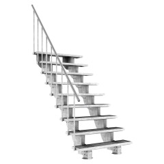 Dolle Außentreppe Gardenstep 120cm breit 9 Stufen Gitterrost 166,5-202,5cm Steigungshöhe mit Geländer
