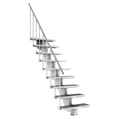 Dolle Außentreppe Gardenstep 80cm breit 9 Stufen Gitterrost 166,5-202,5cm Steigungshöhe mit Geländer