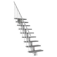 Dolle Außentreppe Gardenstep 80cm breit 9 Stufen Trimax grau 166,5-202,5cm Steigungshöhe mit Geländer