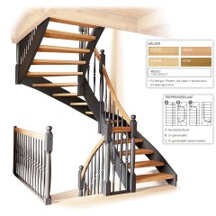 Dolle Geschosstreppe Estoril Geradelaufend 234-260cm GH Buche weiß Geländer Holz gedrechselt