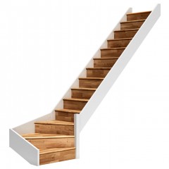 Dolle Raumspartreppe Paris mit Setzstufen Eiche weiß Treppenlauf ¼ gewendelt unten rechts ohne Geländer
