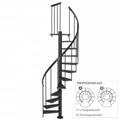 Dolle Spindeltreppe Calgary Anthrazit 244,8-280,8cm Geschosshöhe Ø120cm