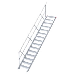 Euroline 510 Treppe 45° 600mm Stufenbreite 15 Stufen Alu gerieft