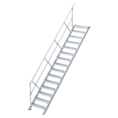 Euroline 510 Treppe 45° 800mm Stufenbreite 15 Stufen Alu gerieft