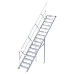 Euroline 510 Treppe 45° 800mm Stufenbreite 16 Stufen Alu gerieft