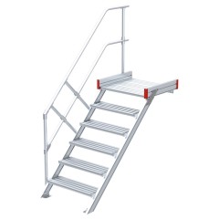 Euroline 511 Podesttreppe 45° 800mm Stufenbreite 6 Stufen Alu gerieft