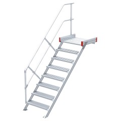 Euroline 511 Podesttreppe 45° 1000mm Stufenbreite 8 Stufen Alu gerieft