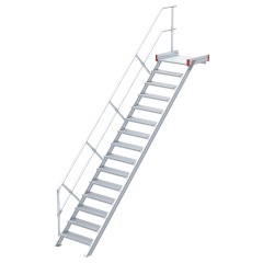 Euroline 511 Podesttreppe 45° 1000mm Stufenbreite 15 Stufen Alu gerieft