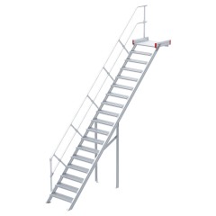 Euroline 511 Podesttreppe 45° 1000mm Stufenbreite 16 Stufen Alu gerieft