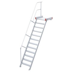 Euroline 511 Podesttreppe 60° 600mm Stufenbreite 12 Stufen Alu gerieft