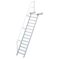 Euroline 511 Podesttreppe 60° 600mm Stufenbreite 14 Stufen Alu gerieft