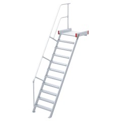 Euroline 511 Podesttreppe 60° 800mm Stufenbreite 11 Stufen Alu gerieft