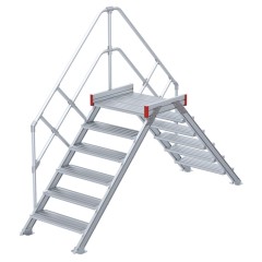 Euroline 512 Übergang 45° 800mm Stufenbreite 2x6 Stufen Alu gerieft