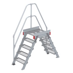 Euroline 512 Überstieg 60° 600mm Stufenbreite 2x5 Stufen Stahl Gitterrost