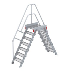 Euroline 512 Überstieg 60° 600mm Stufenbreite 2x7 Stufen Stahl Gitterrost