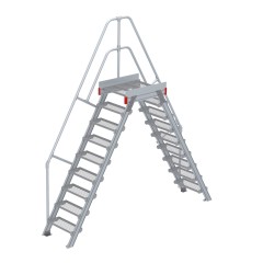 Euroline 512 Überstieg 60° 600mm Stufenbreite 2x9 Stufen Stahl Gitterrost