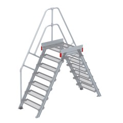 Euroline 512 Überstieg 60° 800mm Stufenbreite 2x7 Stufen Stahl Gitterrost